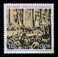 Stamp printed in GDR shows Proclamation of the Commune