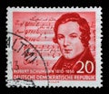 Stamp printed in GDR shows Robert Schumann Royalty Free Stock Photo