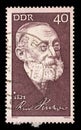 Stamp printed in GDR shows The 150th Anniversary of the Birth of Rudolf Virchow