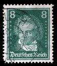 Stamp printed in the German Reich shows Ludwig van Beethoven