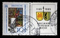 Stamp printed in Germany - Democratic Republic DDR, shows Medieval Glass Workshop, Leipzig Spring Fair