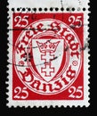 Stamp printed in Germany Free City Danzig shows coat of arms of Free City Danzig