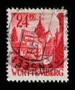 Stamp printed in Germany, French Occupation of Wurttemberg shows Bebenhausen Abbey