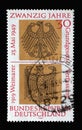 Stamp printed in Germany showing Heraldic Eagles of Federal and Weimar Republics Royalty Free Stock Photo