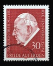 Stamp printed in Germany showing a portrait of Pope John the XXIII, 6th Death Anniversary