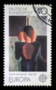 Stamp printed in Germany shows the abstract painting by Oskar Schlemmer