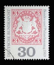 Stamp printed in Germany shows Bayern stamp 3kr, Philatelist day, German Philatelic Federation Congress and Exhibition in Garmisch