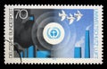 Stamp printed in the Germany shows Environment Emblem and pollution of the Air, Nature and Environmental Protection Royalty Free Stock Photo