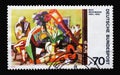 A stamp printed in Germany shows German expressionist painters: Still Life With Telescope by Max Beckmann