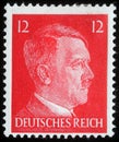 Stamp printed in Germany shows image with portrait of Adolf Hitler Royalty Free Stock Photo