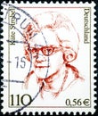 Stamp printed in Germany shows Kate Strobel politician Royalty Free Stock Photo
