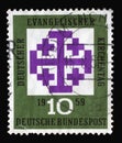 Stamp printed in Germany shows Synod Emblem, Meeting of German Protestants Evangelical Synod, Munich