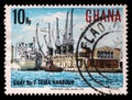 Stamp printed in Ghana shows Tema Harbour Royalty Free Stock Photo