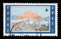 Stamp printed in Greece shows Athens at dawn by Lord Baden-Powell