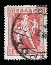 Stamp printed in Greece shows Hermes holding his little brother Arkas, Litho Hermes and Iris series