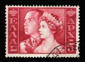 Stamp printed in Greece shows King Paul and Queen Frederica, King and Queen of Greece Royalty Free Stock Photo