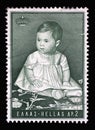 Stamp printed in Greece shows Princess Alexia - 1st Birthday Royalty Free Stock Photo