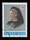 Stamp printed by Greece shows Queen Olga, founder of Greek Red Cross, International Red Cross series