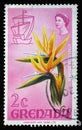 Stamp printed in Grenada shows Strelitzia reginae, Series Flora and Fauna Definitives 1968-1971 Royalty Free Stock Photo