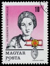 Stamp printed in Hungary, shows Florence Nightingale