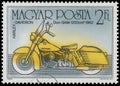 Stamp printed in Hungary shows Harley-Davidson Duo-Glide Royalty Free Stock Photo