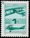 Stamp printed in Hungary shows Old Airplane