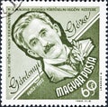 A stamp printed in Hungary shows a portrait image of Gardonyi Geza