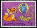 Stamp printed by Hungary shows Scenes from Cartoon Vuk