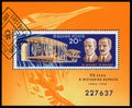 Stamp printed in Hungary shows The Wright brothers Royalty Free Stock Photo