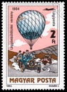 Stamp printed in Hungary shows 200 Years of Manned Flight Royalty Free Stock Photo