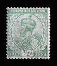 Stamp printed in India shows King George V with Indian emperor`s crown, Definitives 1926-36 series