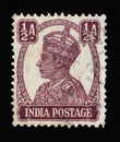 Stamp printed in India shows portrait of George VI 1895 -1952