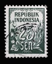 Stamp printed in Indonesia shows Rice and Cotton, 25 Indonesian sen