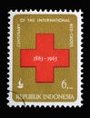 Stamp printed in Indonesia shows 100 years of the International Red Cross, series