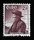 A stamp printed in Ireland shows Thomas O`Crohan 1856-1937, Birth Centenary Royalty Free Stock Photo