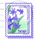 A stamp printed in Israel depicts a beautiful iris flower , is done with the envelope and is designed for regular postal items