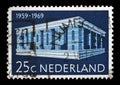 Stamp printed in the Netherlands, shows EUROPA an CEPT in the form of the temple Royalty Free Stock Photo