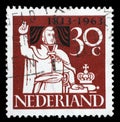 Stamp printed in the Netherlands shows Prince William Taking Oath of Allegiance