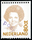 Stamp printed in the Netherlands shows Queen Beatrix