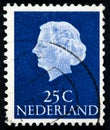 Stamp printed in the Netherlands shows Queen Juliana