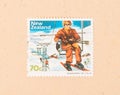 A stamp printed in New Zealand shows Whakapapa Ski Field, circa 1980