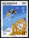 Stamp printed in Nicaragua shows Tycho Brahe Observatory, Halley Comet