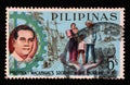 Stamp printed in Philippines shows President Macapagal and Filipino family Series 5-year Socioeconomic Program