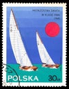 Stamp printed in Poland shows Yacht with the inscription and name of the series