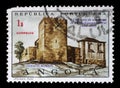 Stamp printed in the Portuguese Angola shows Belmonte Castle, Pedro Alvares Cabral