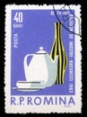 Stamp printed in Romania shows image of the 4th Sample Fair in Romania