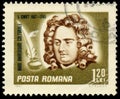 Stamp printed in Romania shows Jonathan Swift Royalty Free Stock Photo