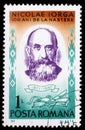 Stamp printed in Romania shows Nicolae Iorga
