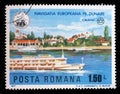 Stamp printed in Romania shows Oltenia at Calafat, Ships on River Danube Royalty Free Stock Photo