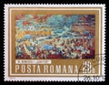 Stamp printed in Romania, shows picture Construction Area by M. Bunescu